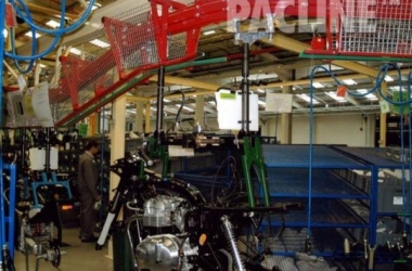 High capacity PAC-MAX conveyor used to carry motorcycles through the assembly process.