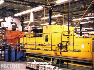 PACLINE overhead conveyor with double decker carriers for aluminum parts assembly line.