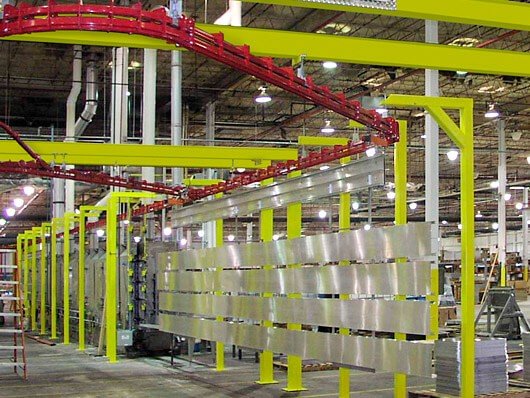 Conveyors to automate cleaning and osurface preparation steps for metal finishing operations