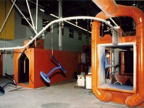 Monorail conveyor for powder coating