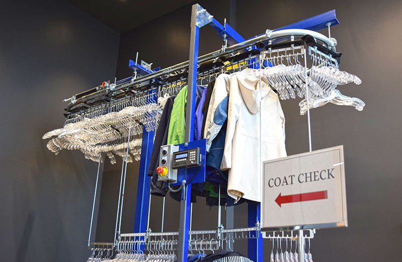 A coat check conveyor for conference center 