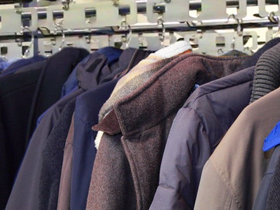 overhead conveyor for coat check system.