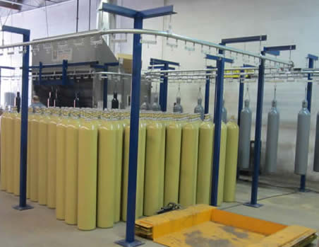 Cylinder finishing monorail conveyor system