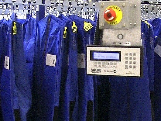Photos of automated storage and retrieval conveyor systems. 