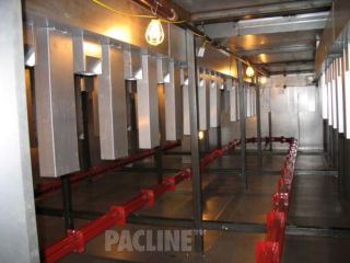 Heavy duty PAC-MAX conveyor system is inverted to carry auto parts through high quality paint finishing lines.