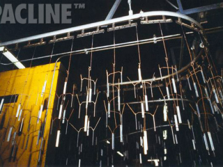 The PAC-LINE™ conveyor system for paint finishing of small metal parts using multiple-point or track type carriers.