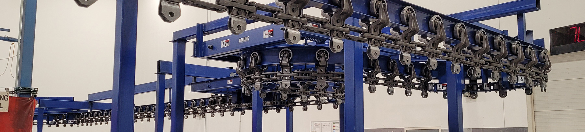 Powered I-beam monorail conveyor systems are an inexpensive material handling option.
