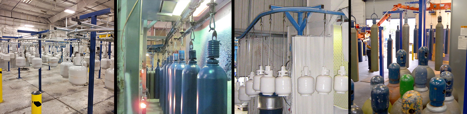 overhead conveyot for propane tank refurbishing line 