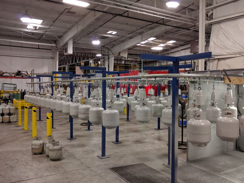 propane tank finishing and refinishing system