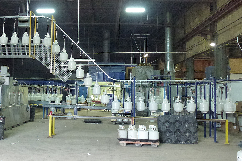 propane tank refurbishing line