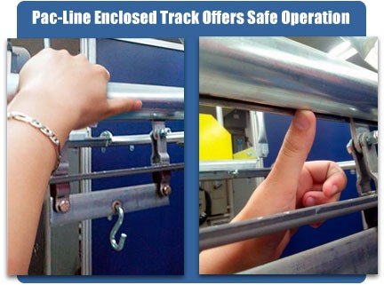 PAC-LINE enclosed track overhead conveyor offers safe operation.