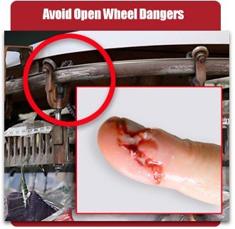 Avoid open wheel dangers by choosing a Pacline overhead conveyor.