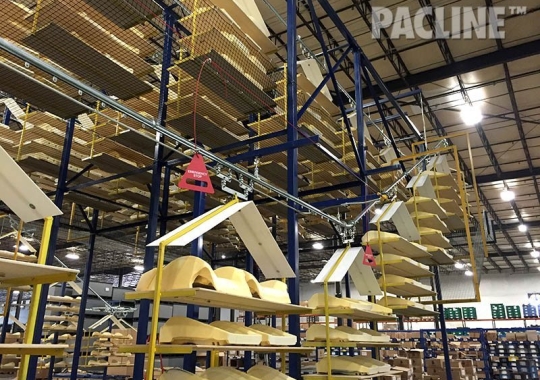 This overhead curing line utilizes both nylon mesh guarding as well as light duty wire mesh.