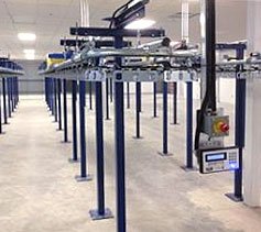 Single track, one tier garment handling system.