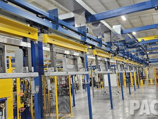 Power &amp; Free Unibilt Conveyor system for cushion manufacturing line